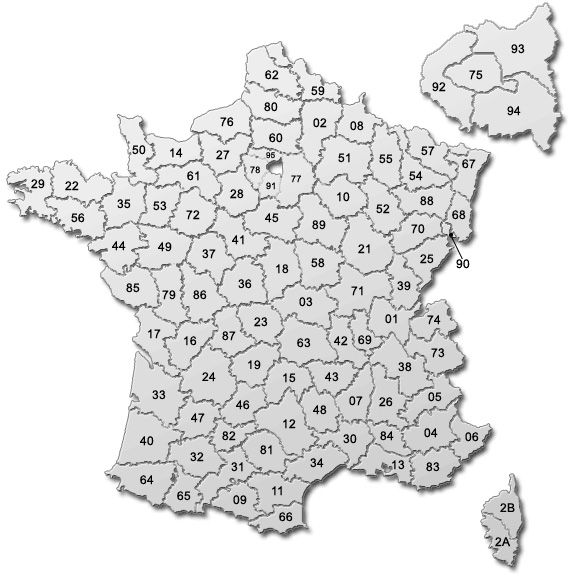 Carte des huissiers de France